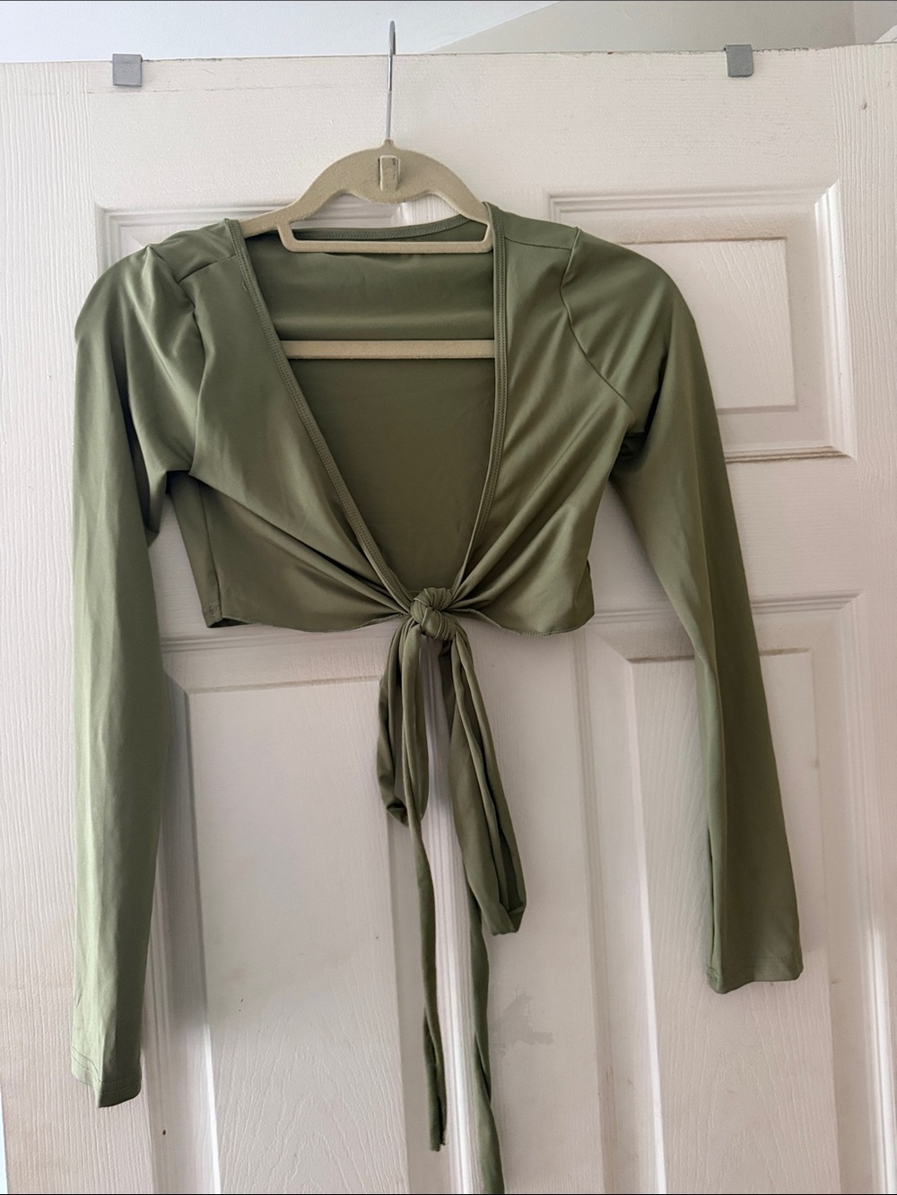 Olive Green Wrap Tie Pilates Top
